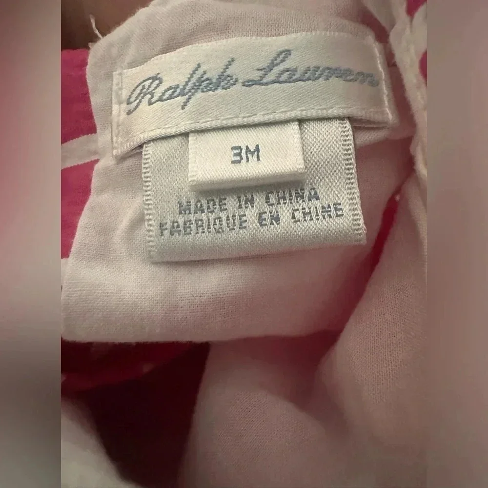 Ralph Lauren Pink Striped Dress with Cap Sleeves Size 3m